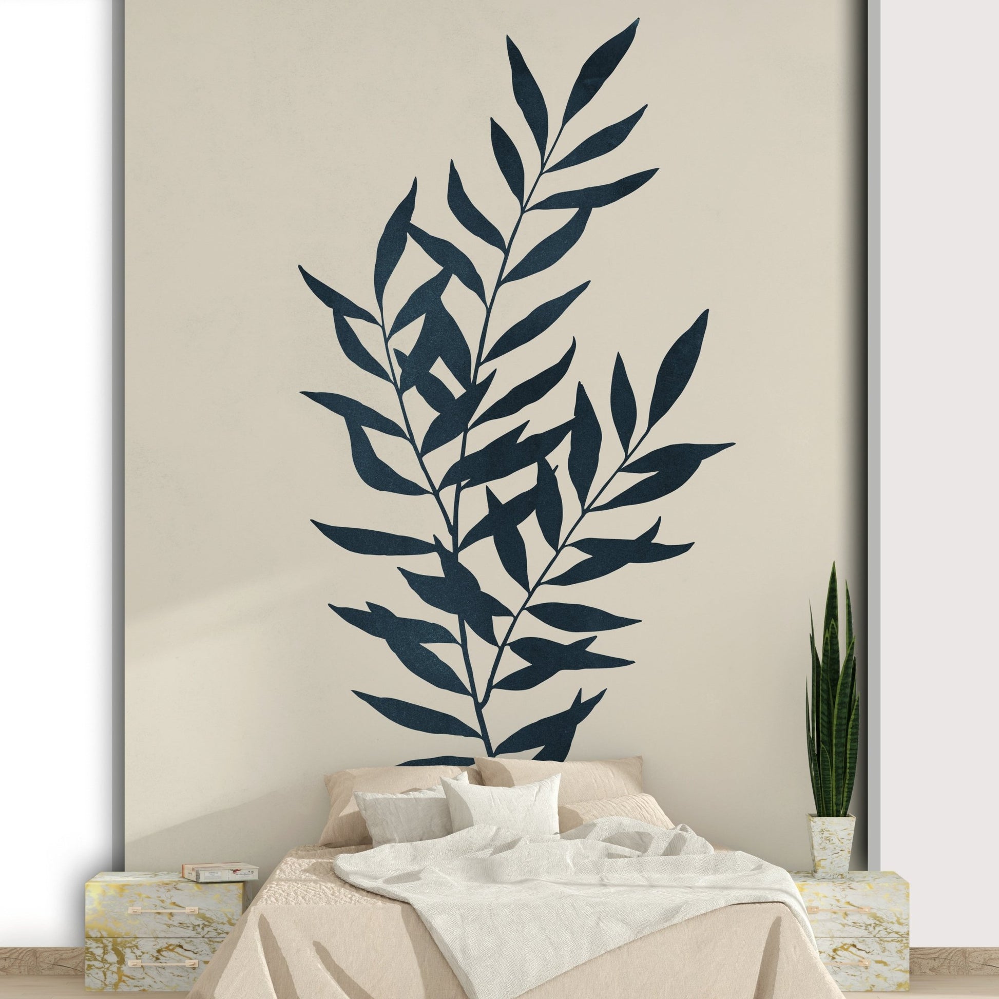 Abstract Botanical Silhouette Wall Mural for Home Decor

