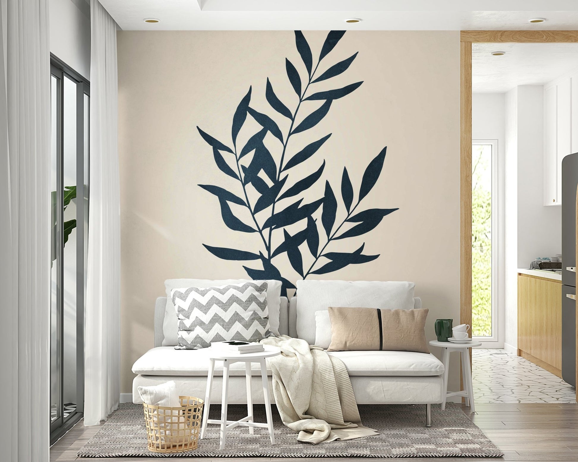 Stylish Botanical Silhouette Mural for Interior Walls

