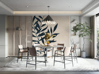 Minimalistic Botanical Wall Mural in Black Silhouettes

