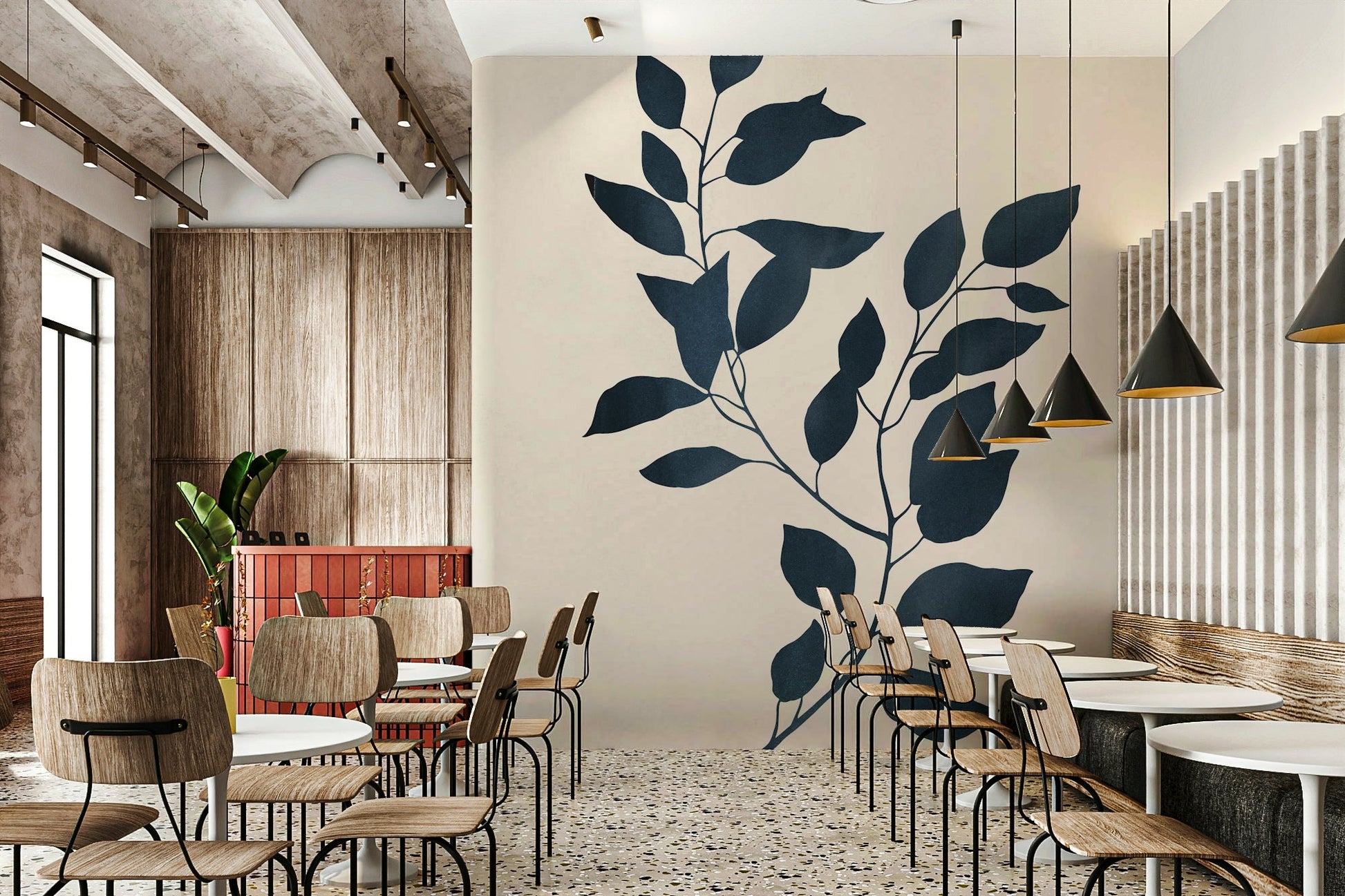 Elegant botanical wall mural for modern interiors.

