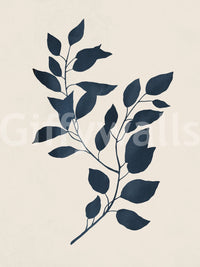 Subtle botanical leaf silhouette wall mural for home decor.

