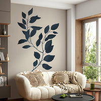 Minimalistic botanical silhouette design on wall mural.

