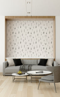 Delicate Line Art Botanical Wall Mural peel and stick wallpaper