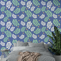 The image shows an artistic impression of a serene botanical scene with a starry night sky.

