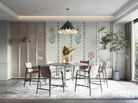 Wallcovering featuring fresh botanical stripes

