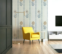 Botanical Stripes wallpaper on living room wall

