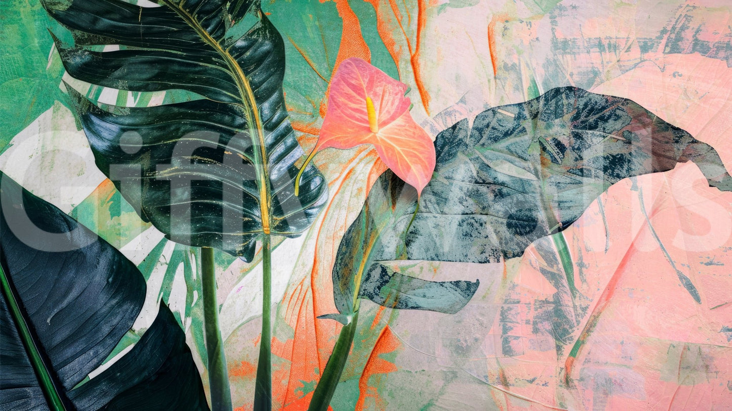 A high-quality serene leaf wall mural for walls.