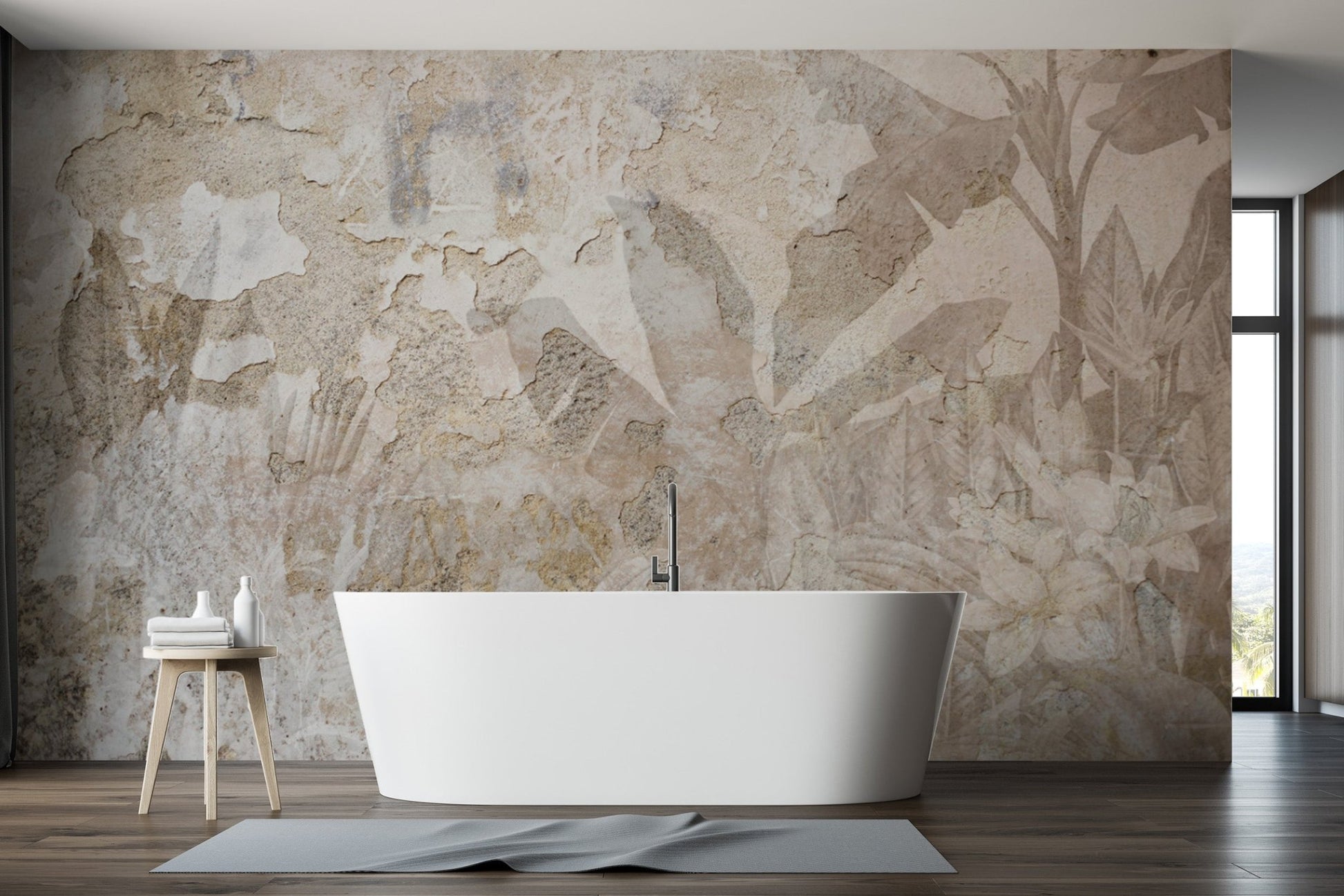 Aged floral textured wall mural
