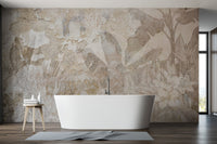 Aged floral textured wall mural

