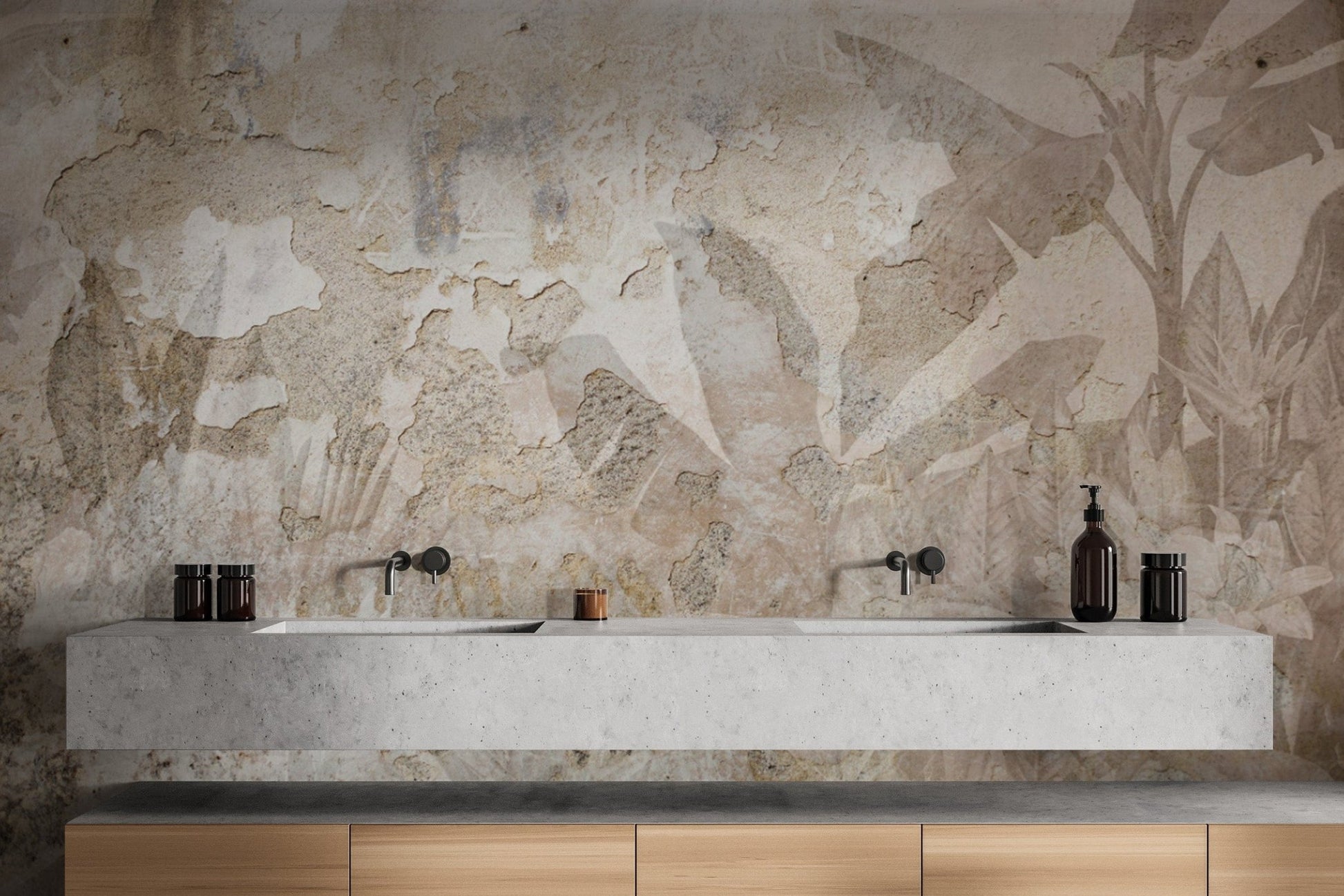 Weathered floral textured wall art
