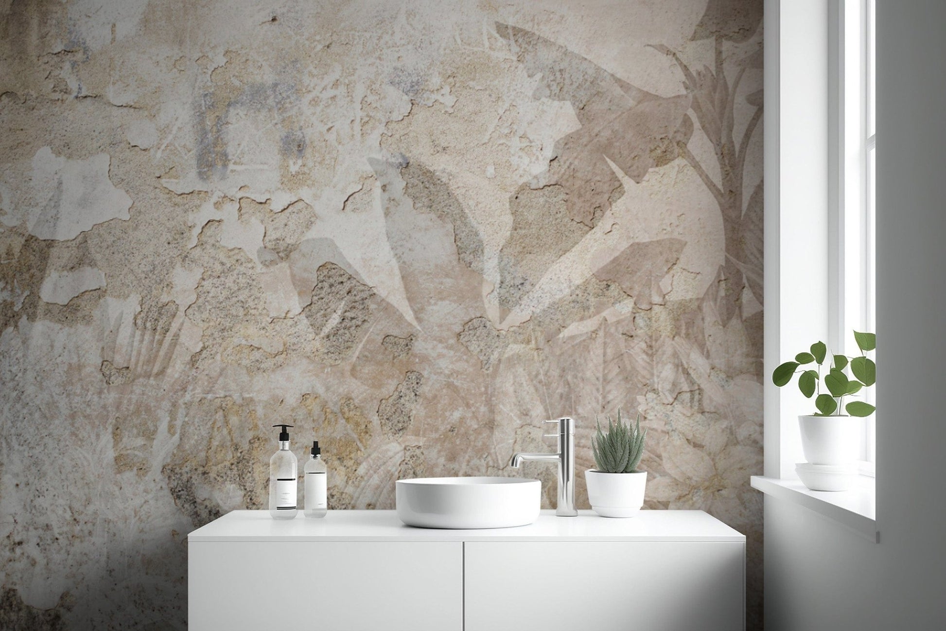 Faded botanical wall mural print
