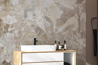 Distressed botanical mural design
