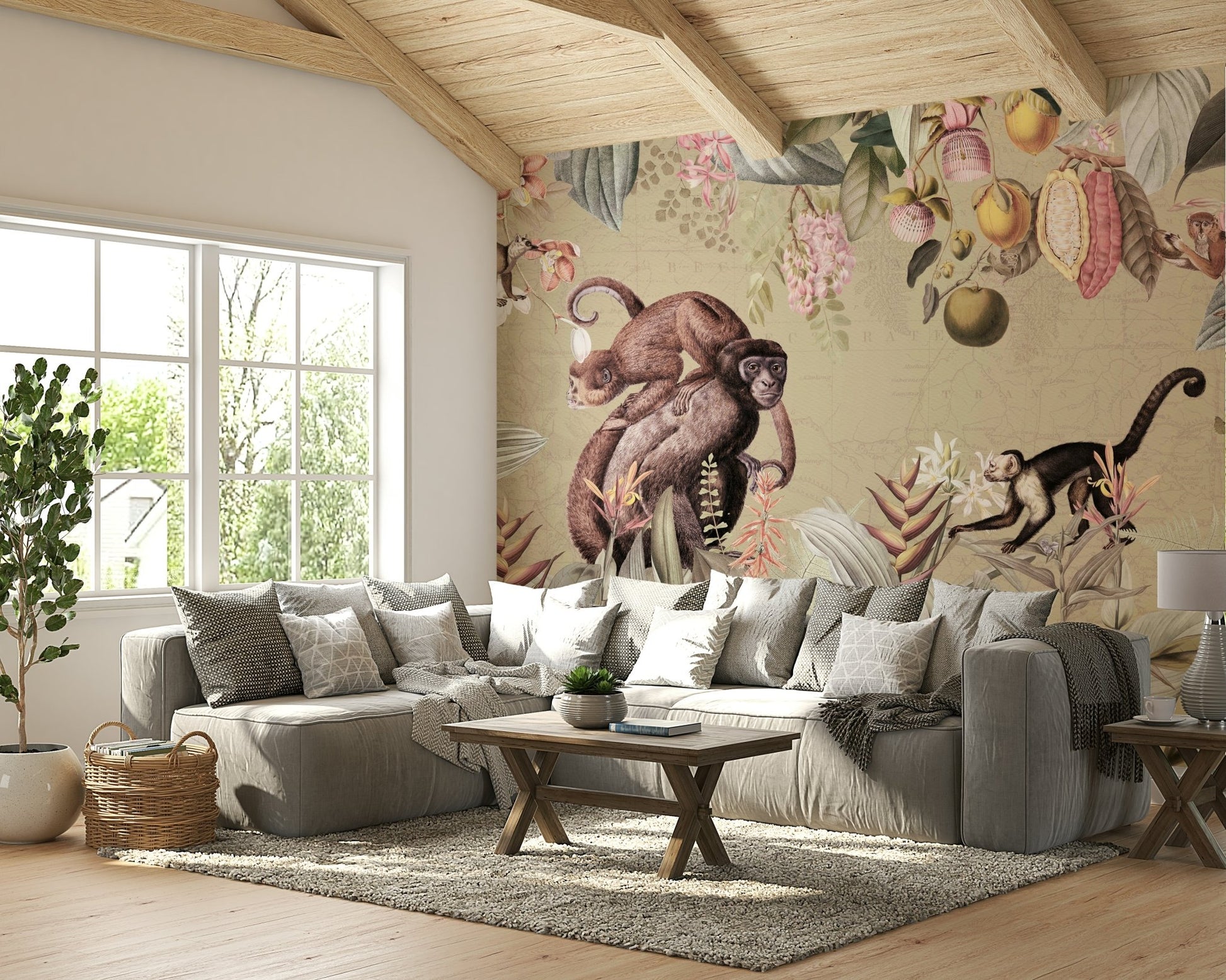 Classic botanical design for a vintage wall mural.

