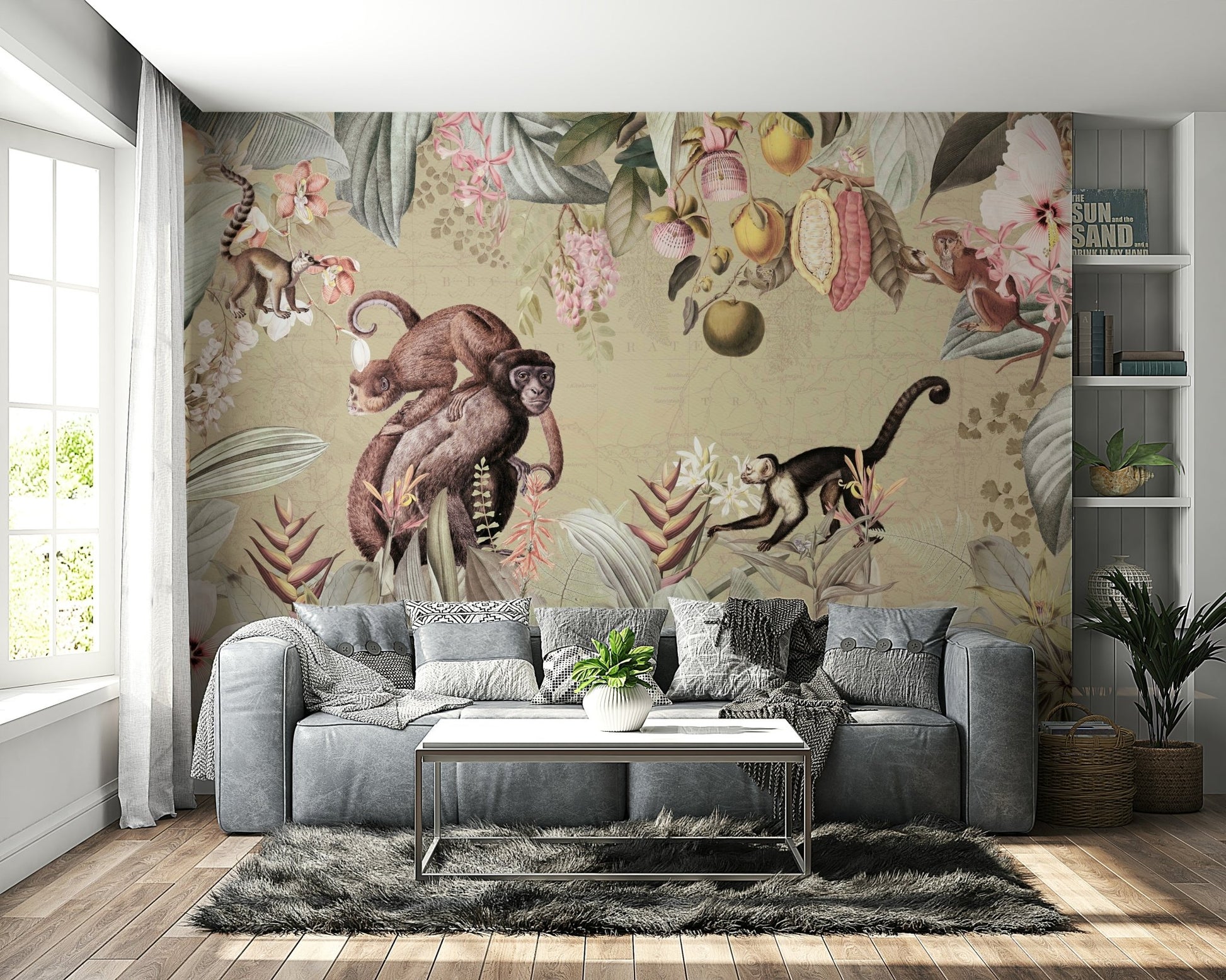Stylish botanical vintage wall mural for cozy interiors.

