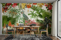 Stylish vintage botanical mural with botanical elements.


