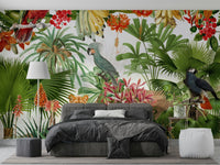 Classic botanical mural with floral and leafy designs.

