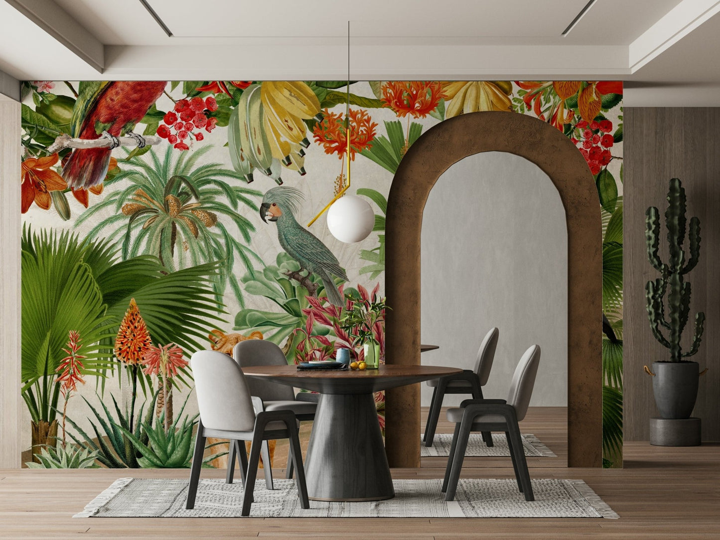Botanical vintage rhapsody wall mural with lush greenery.

