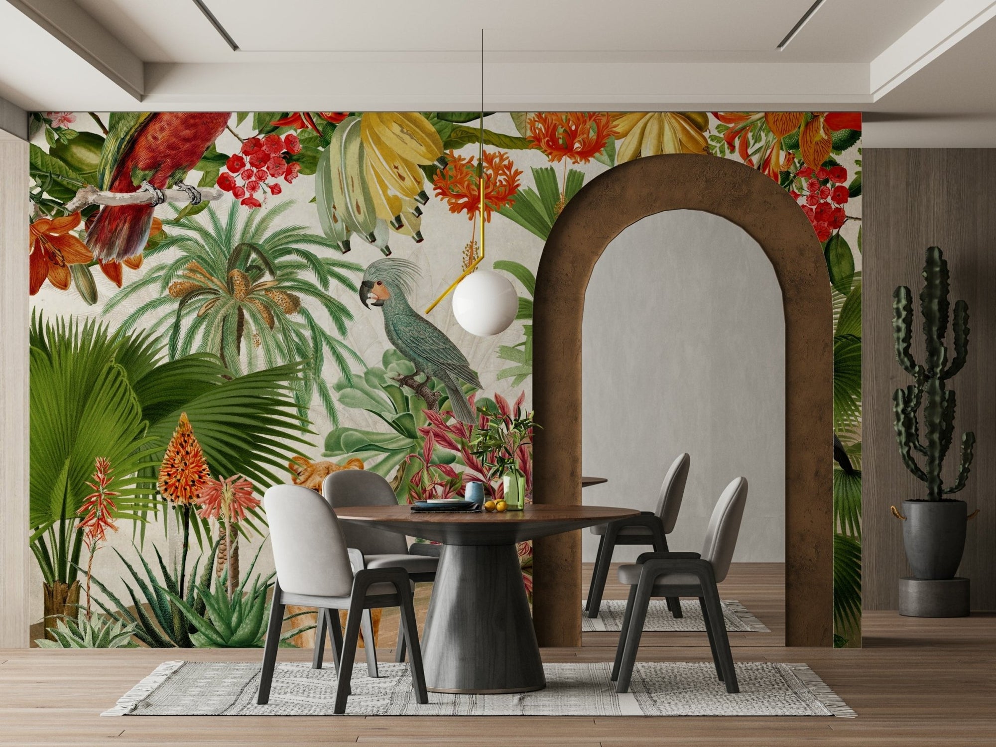 Botanical vintage rhapsody wall mural with lush greenery., GD1181