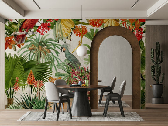 Botanical vintage rhapsody wall mural with lush greenery., GD1181