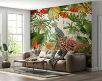 Detailed botanical rhapsody mural with vintage touches.

