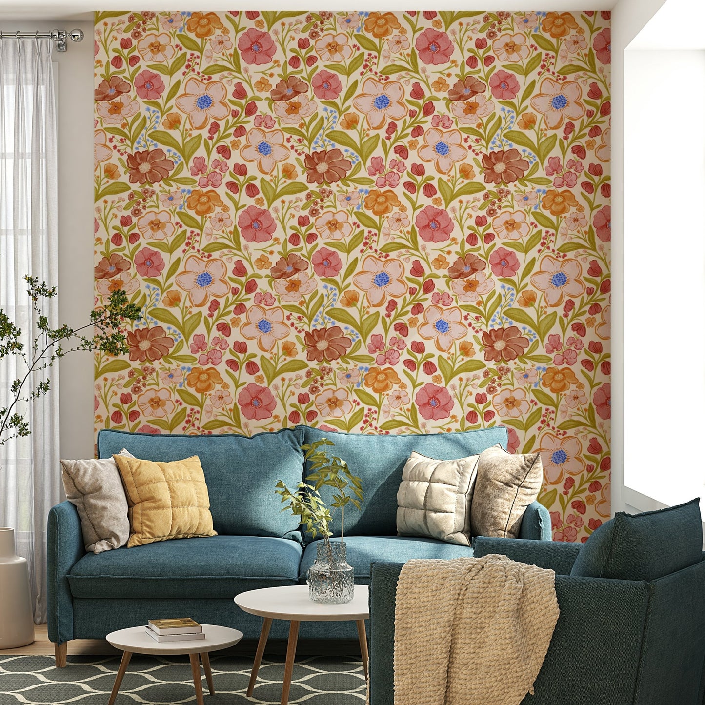 Blended tone floral wall mural, GD1010