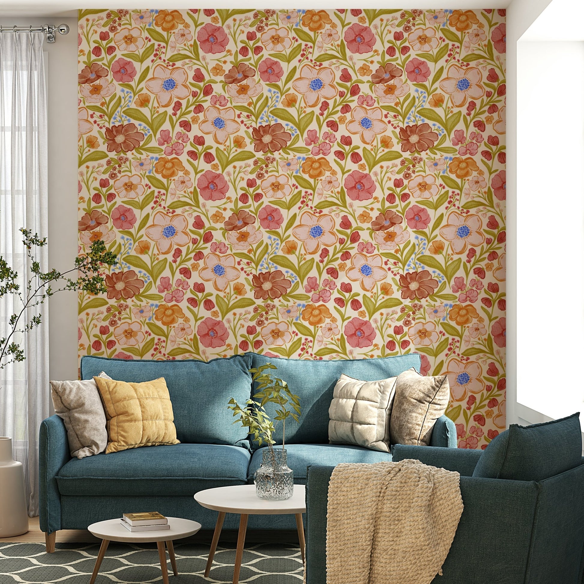 Blended tone floral wall mural, GD1010