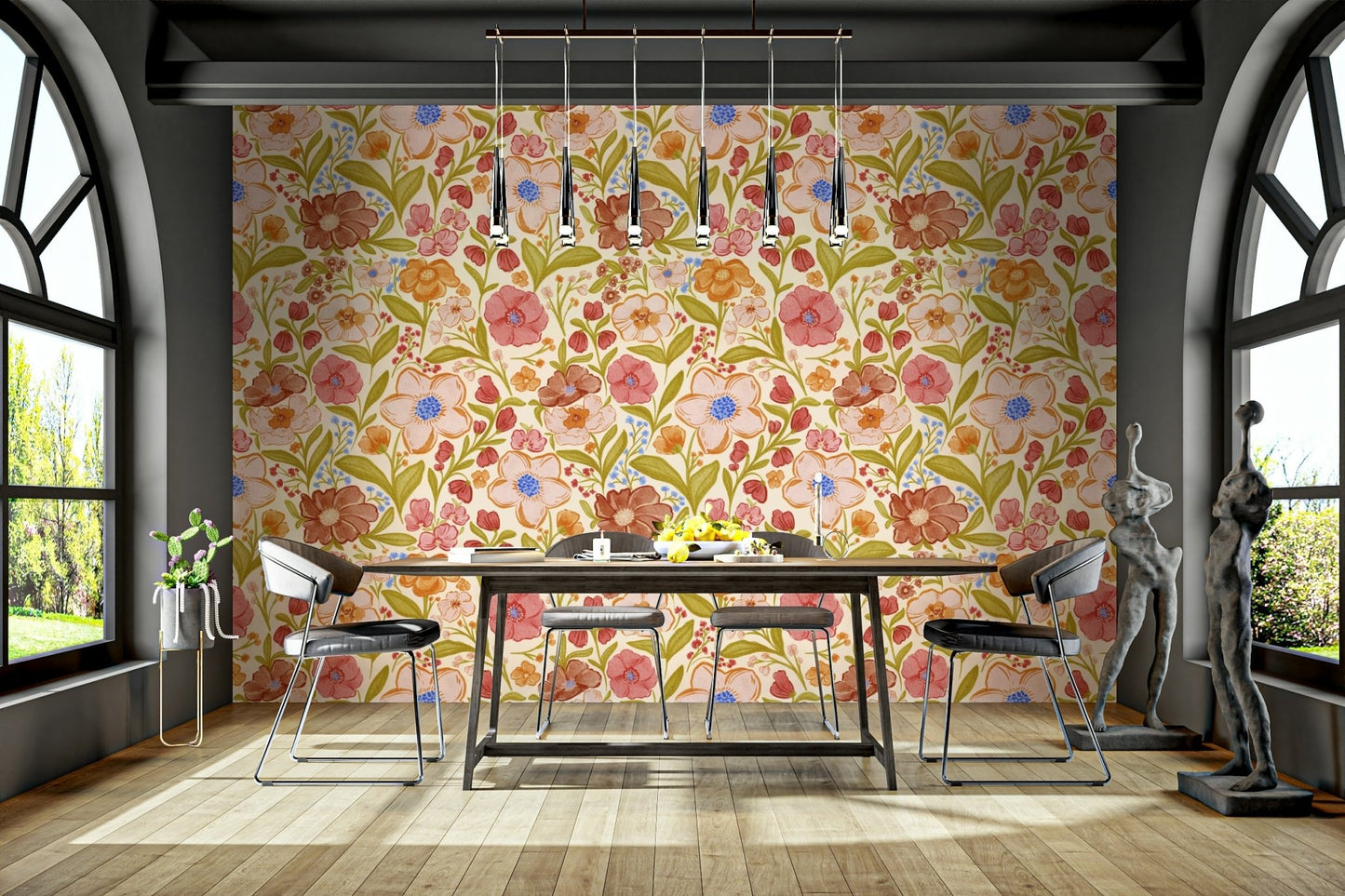 Watercolor floral wallpaper for walls, GD1010