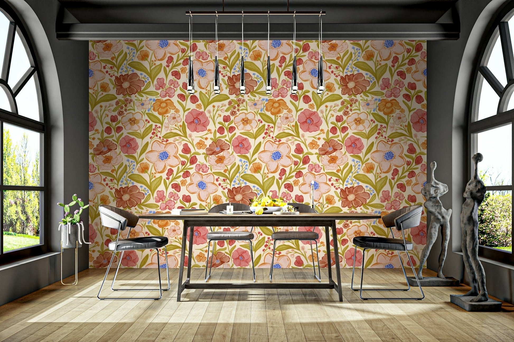 Watercolor floral wallpaper for walls, GD1010