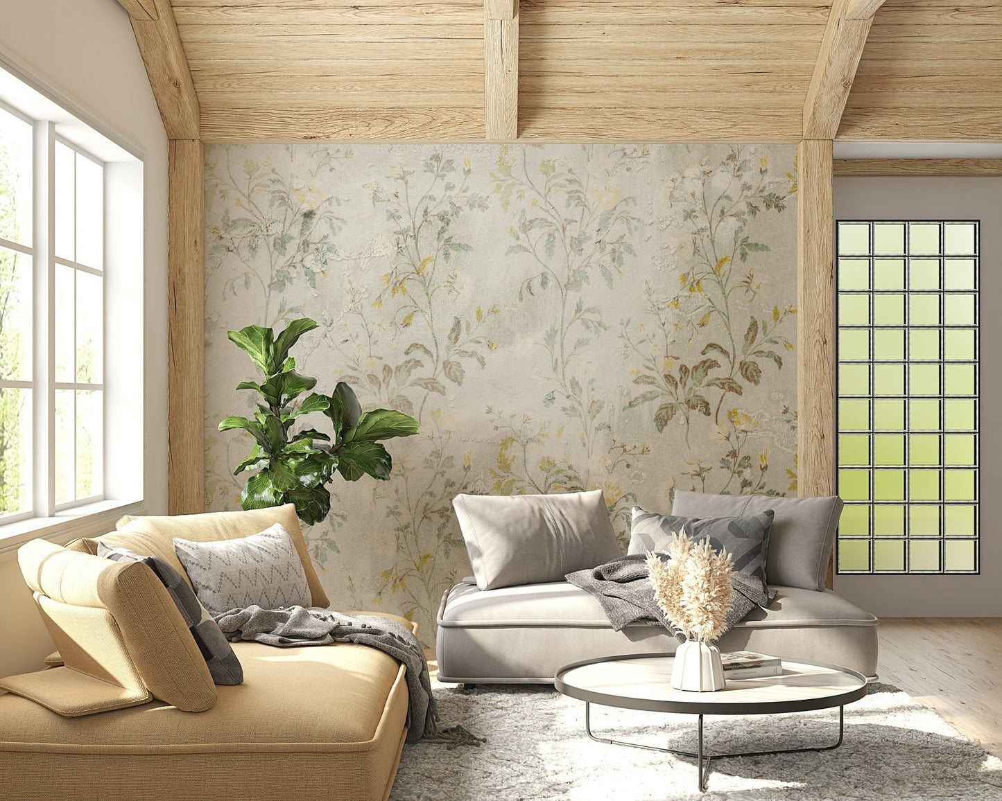 A contemplative gentle design wallpaper mural for a feature wall.