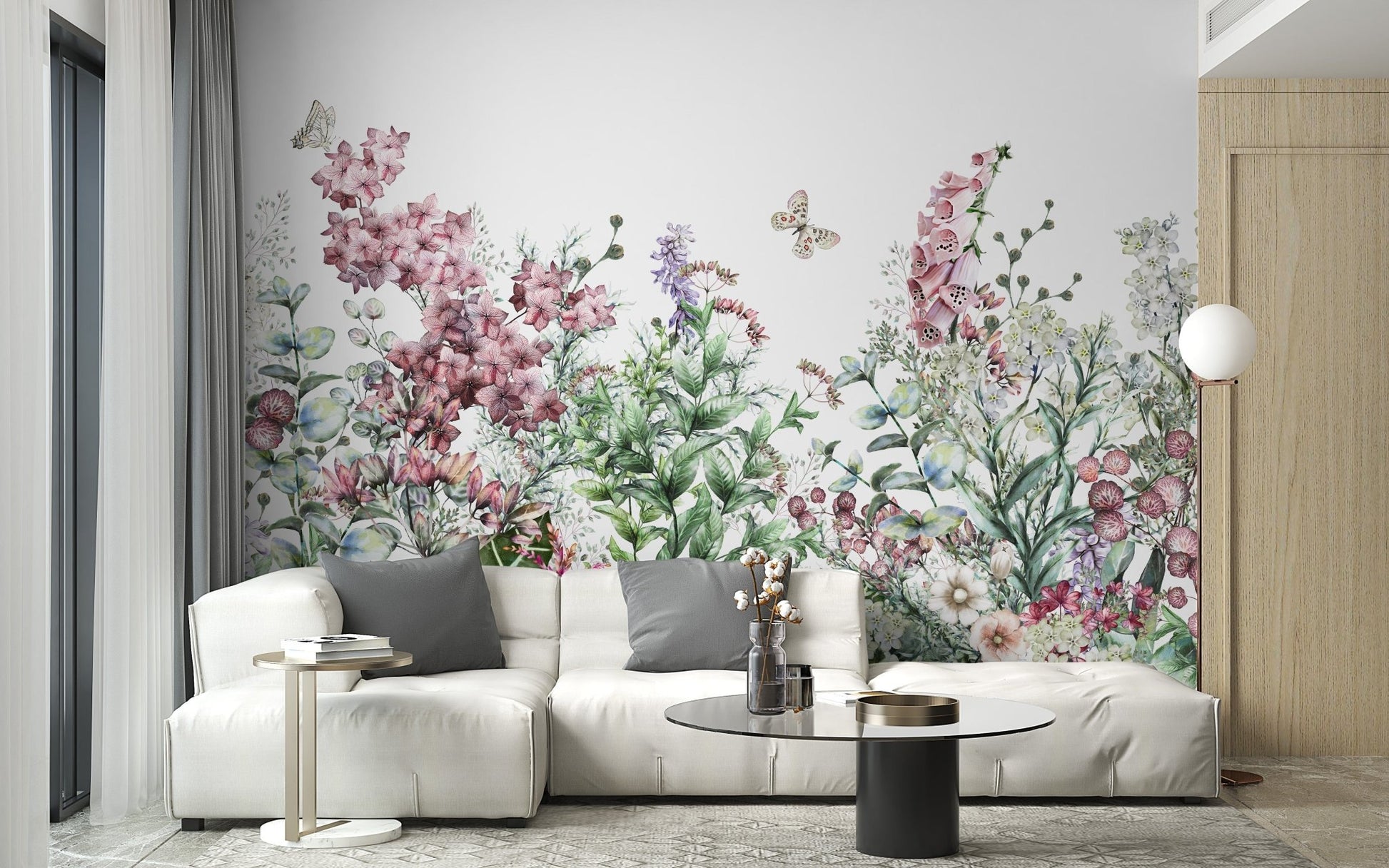 Charming herbs and wildflowers botanical wallpaper . A253