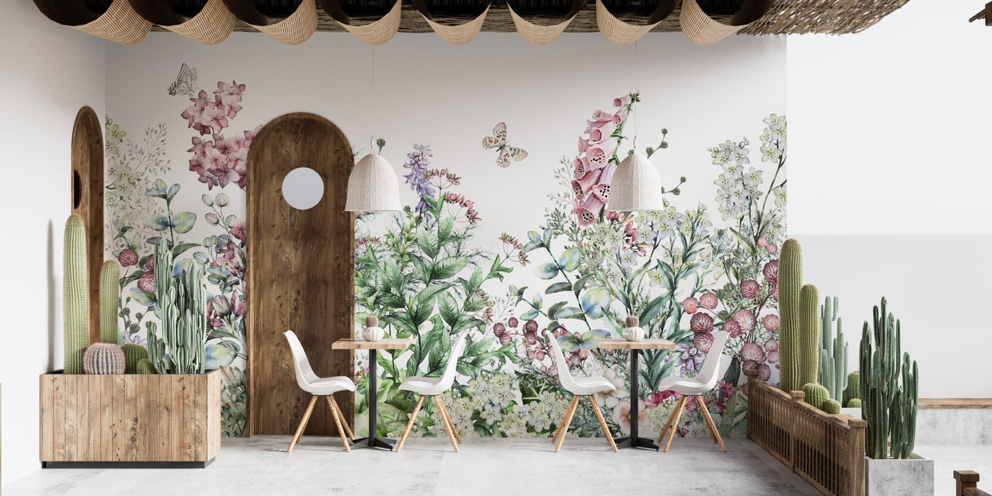 Botanical Wild Flowers & Herbs Wallpaper Mural - Giffywalls A253