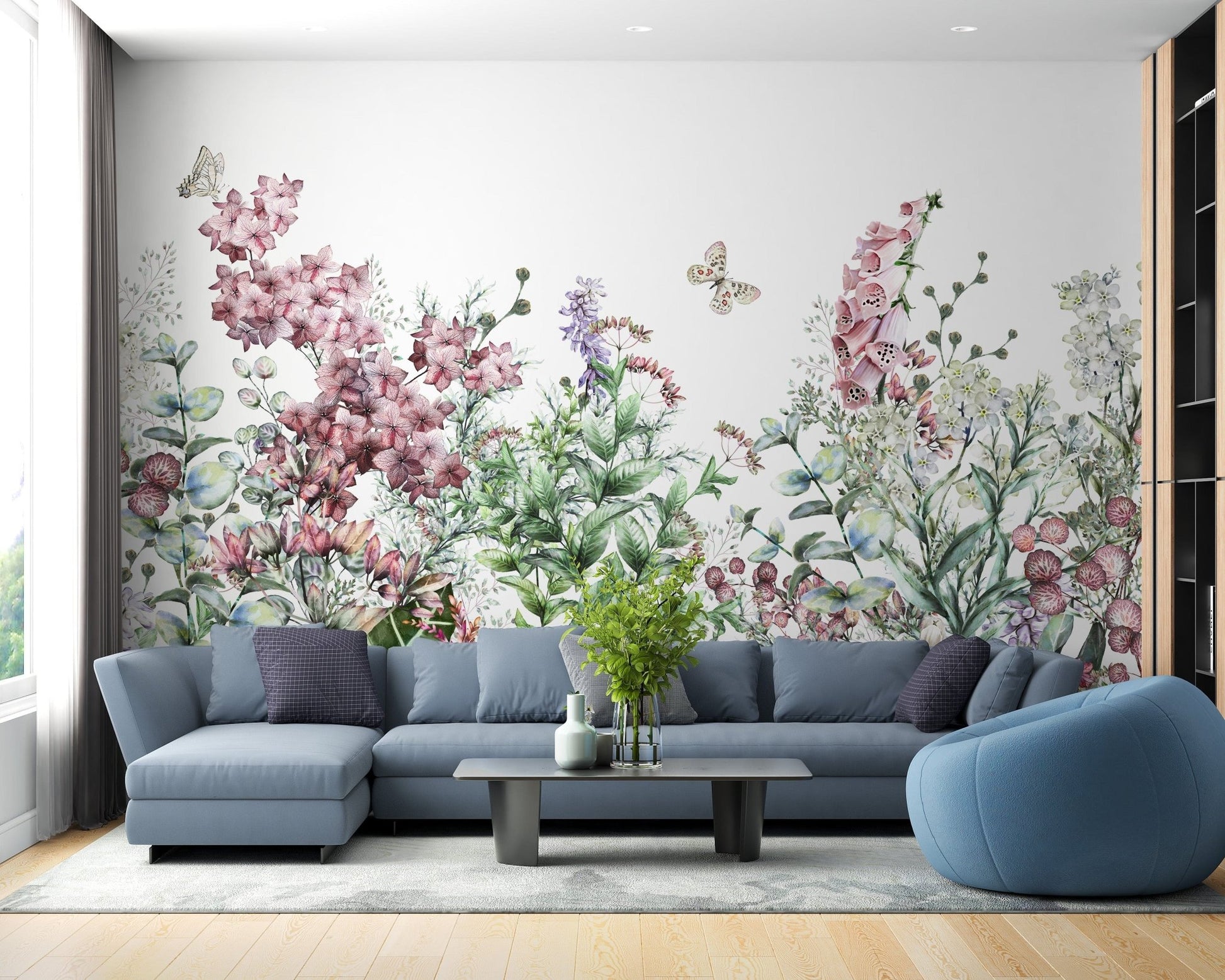 Wildflowers and herbs wallpaper mural for nature lovers A253
