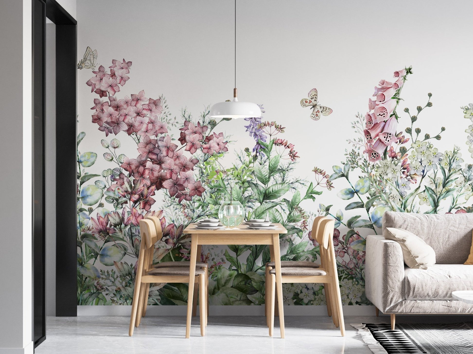 Botanical Wild Flowers & Herbs Wallpaper Mural - Giffywalls A253