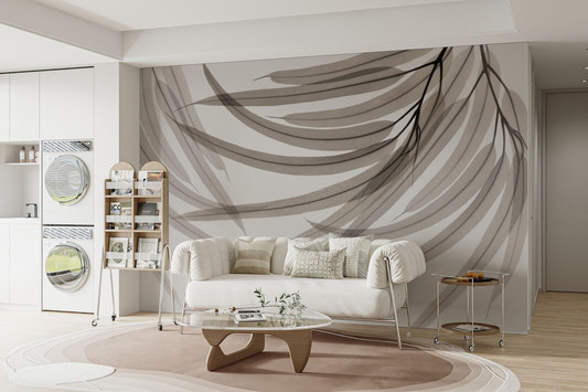 Botanical willow leaf wallpaper design
