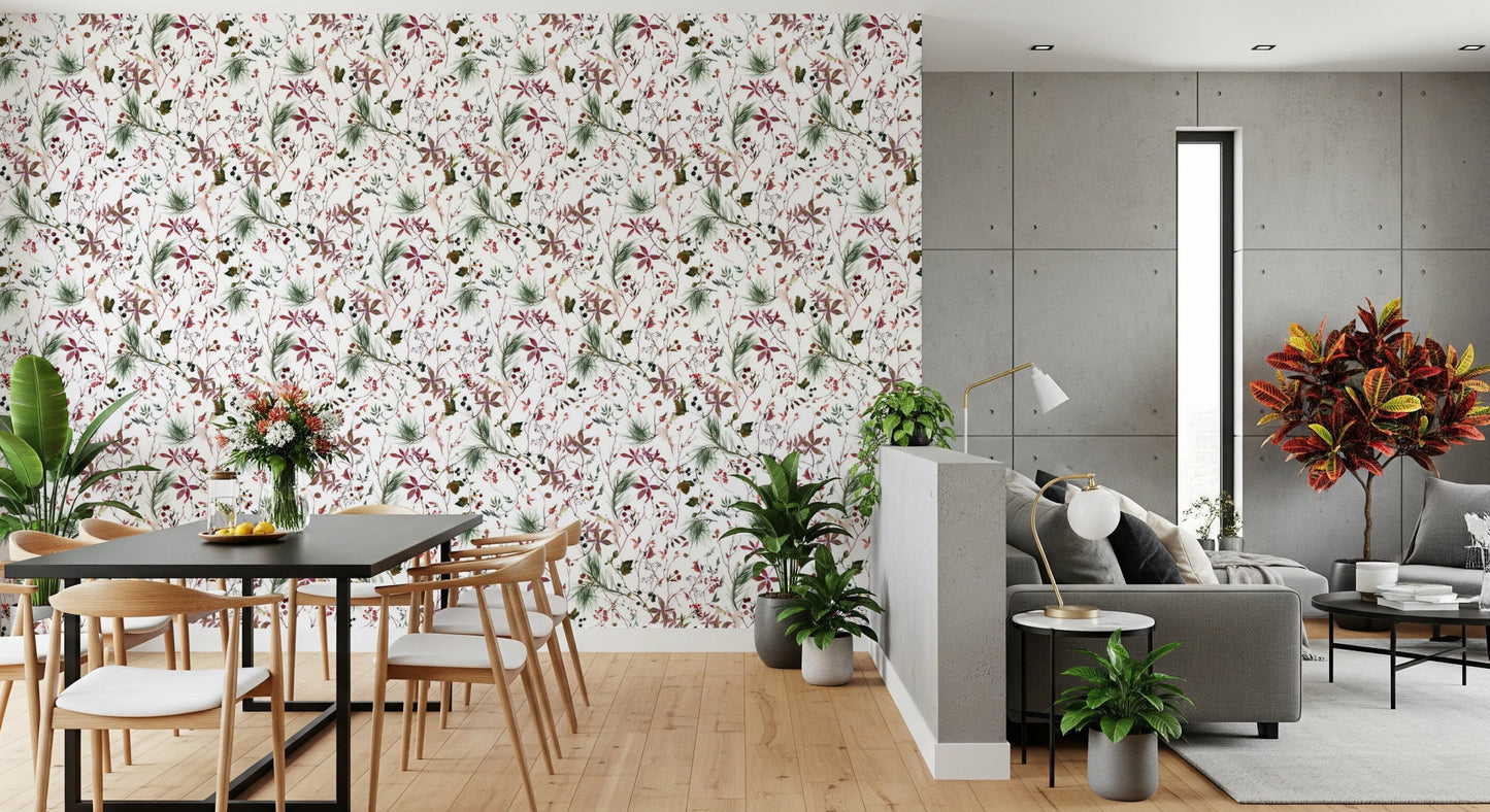 Botanical wall covering with fine details