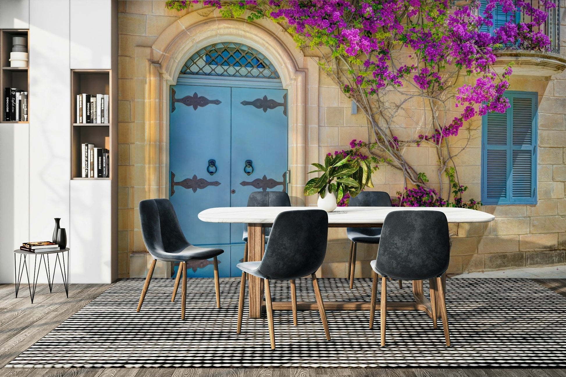 The flowers are a mix of pink, purple, and magenta shades.

