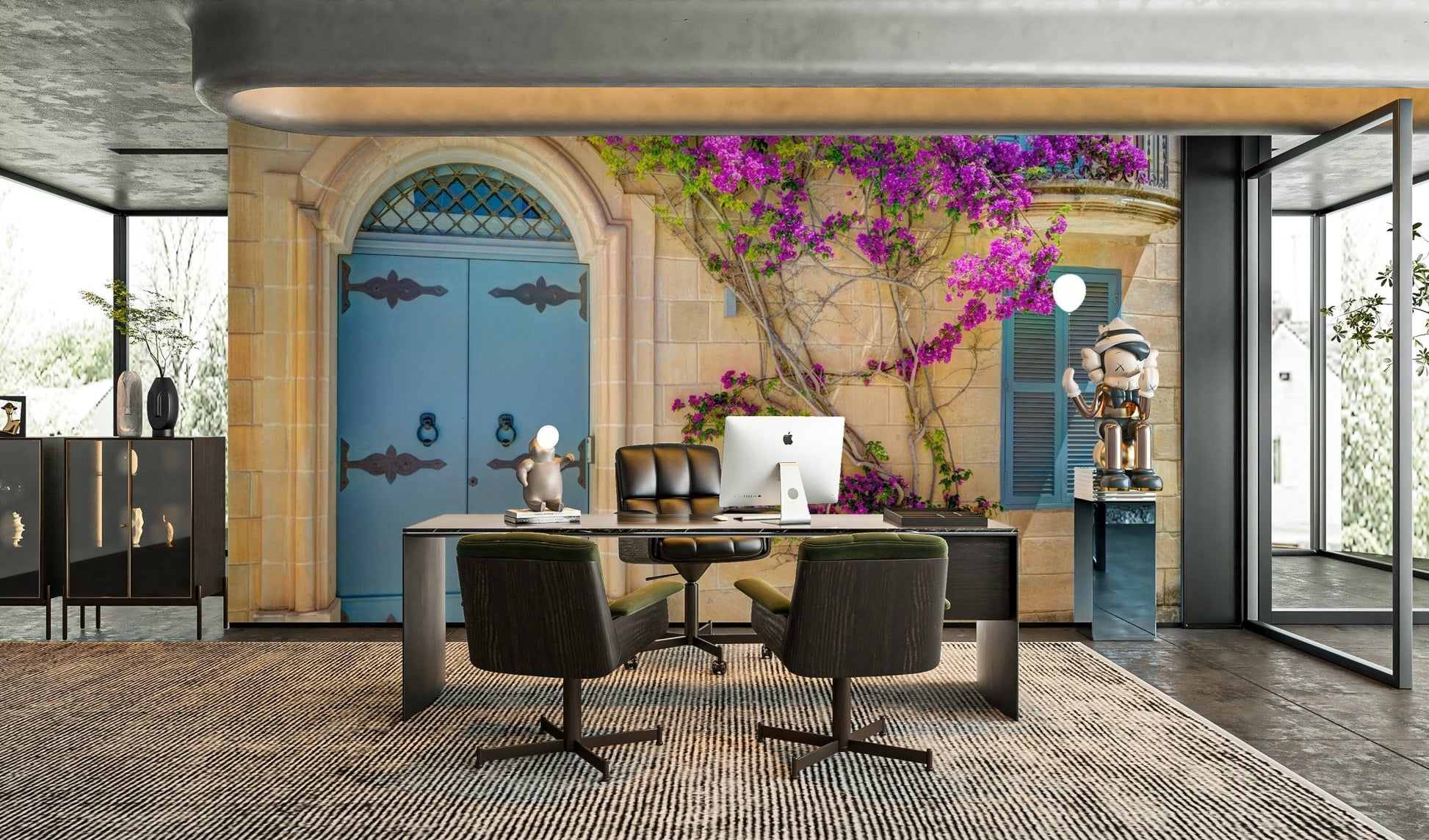 The mural serves as a stunning and immersive feature wall.

