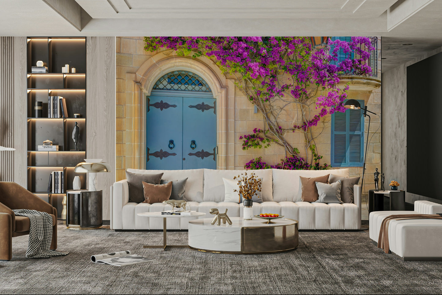 The design adds a sense of depth and visual interest to the space.

