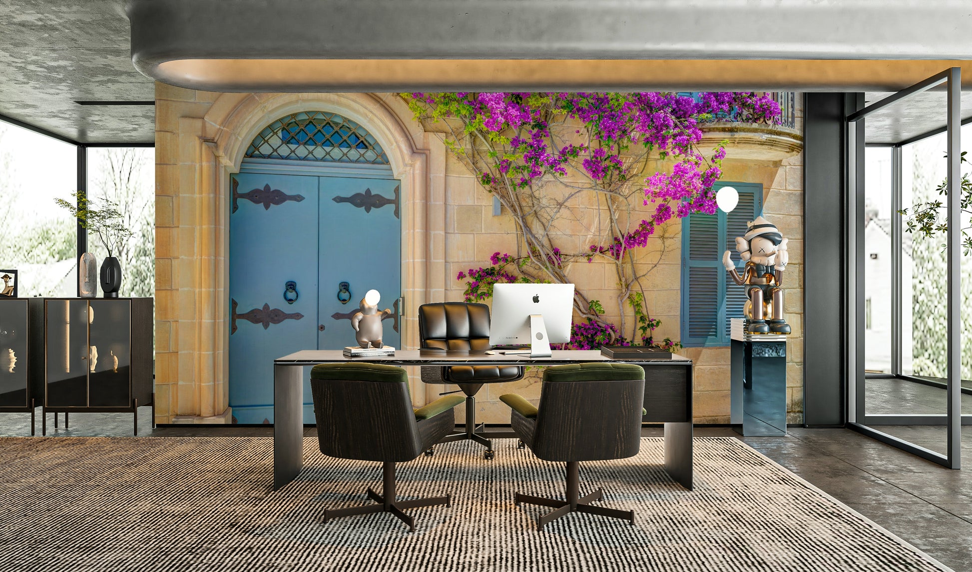 The mural serves as a stunning and immersive feature wall.

