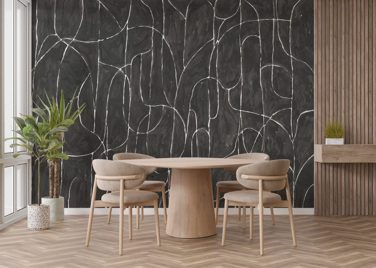 Moody black beach wallpaper for modern interiors C506