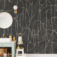 Nature-inspired black boulder beach wallpaper art C506