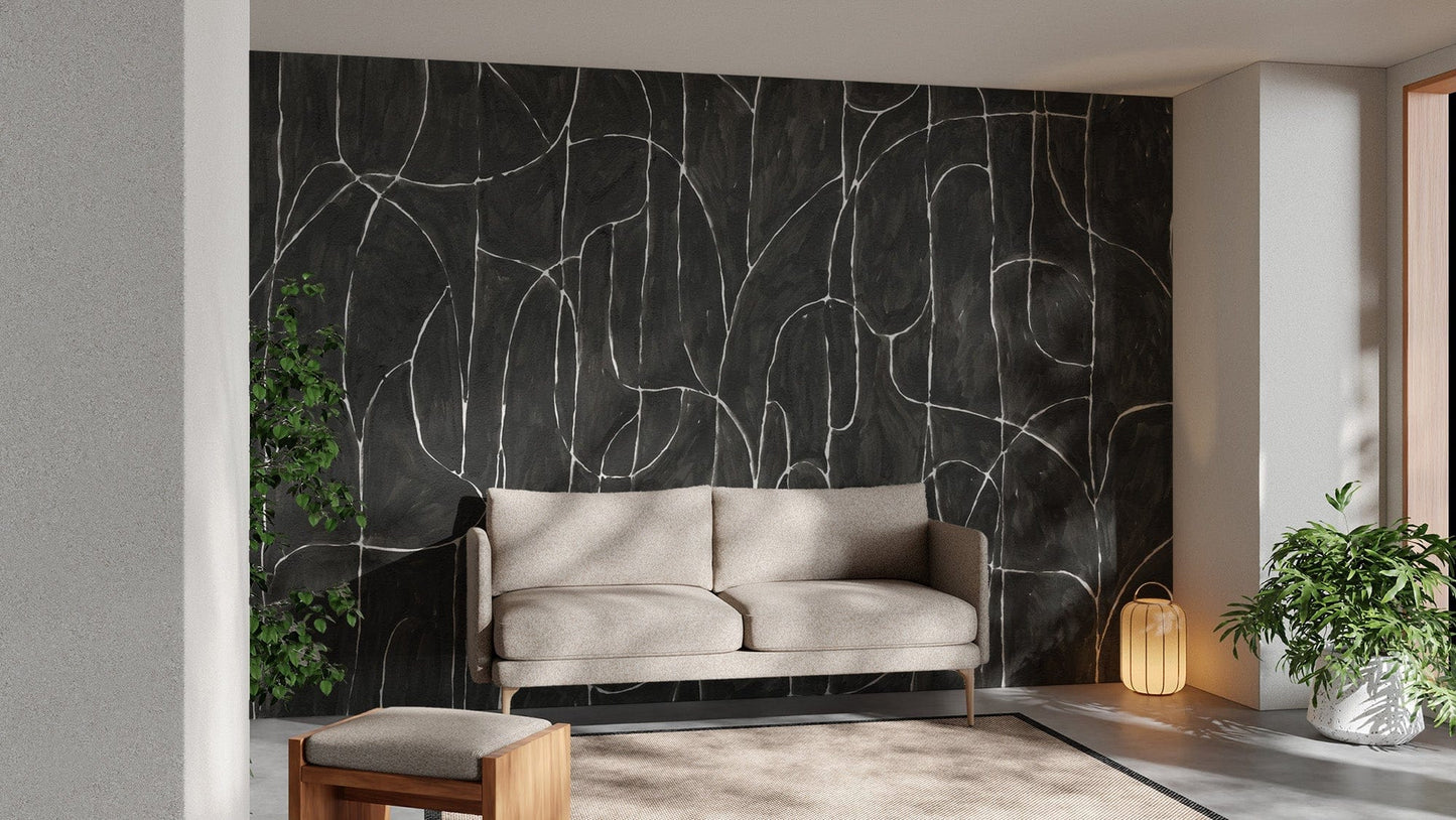 Dramatic boulder beach black wallpaper mural C506