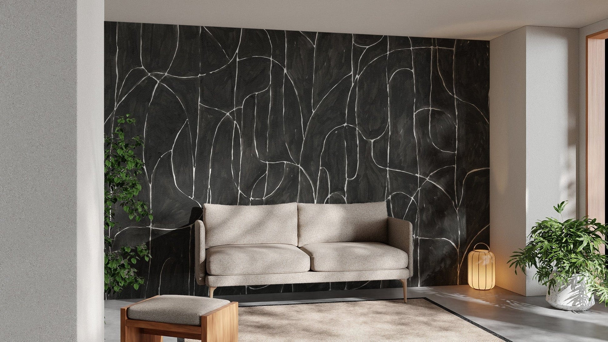 Dramatic boulder beach black wallpaper mural C506
