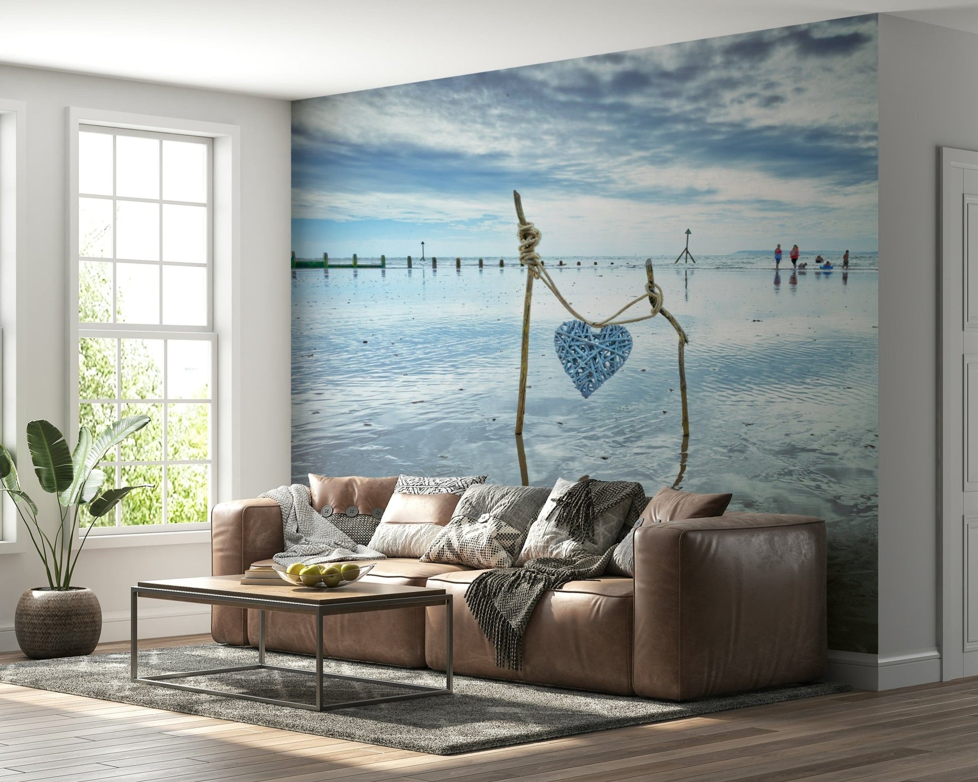 Shallow water reflection Bound by Love Wall Mural, romantic interior accent .