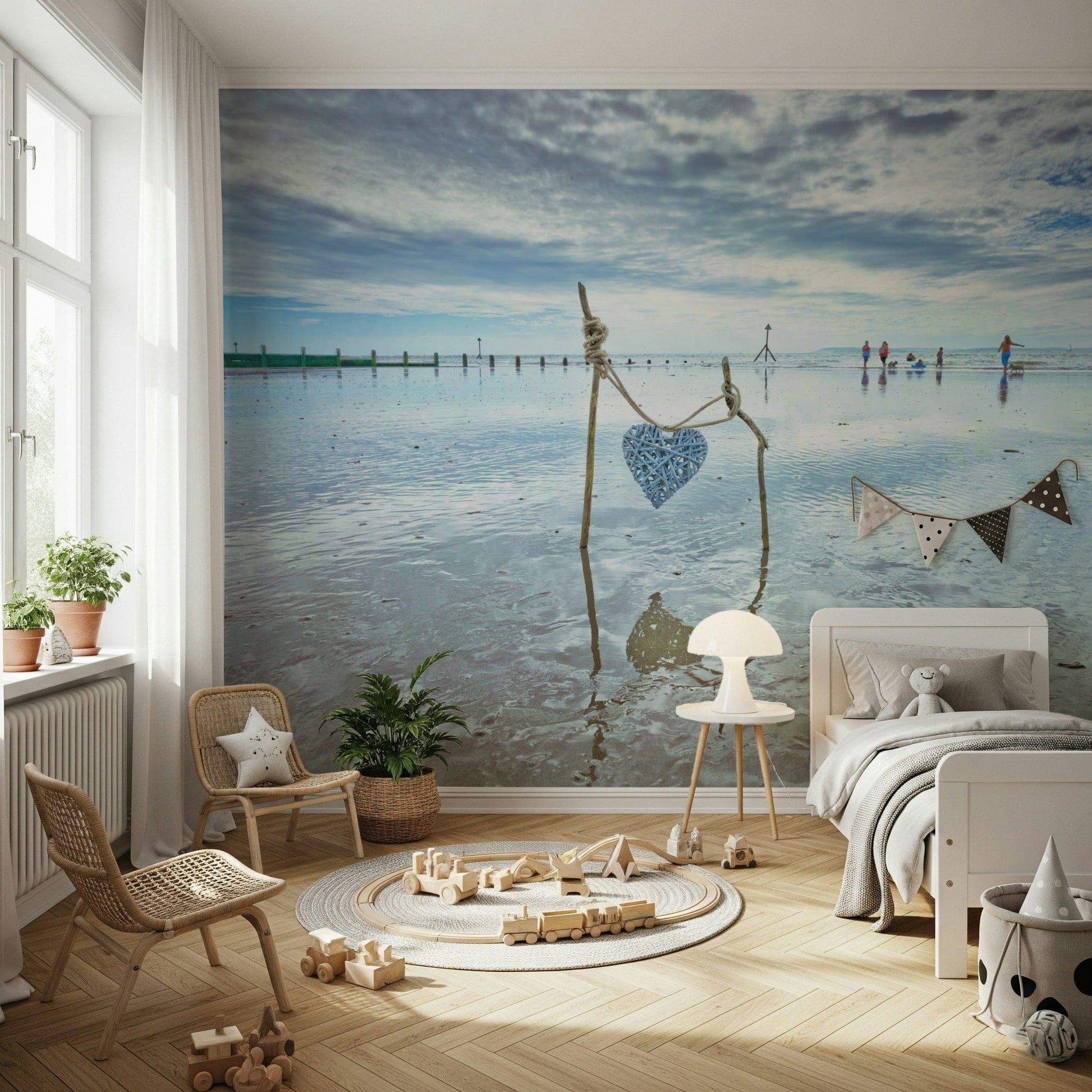Symbolic coastal artwork Bound by Love , unique wallpaper for walls design.