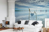 Romantic message display Bound by Love Wall Mural, premium quality beach .
