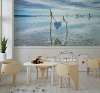 Decorative seaside heart Bound by Love  gorgeous ocean wallcovering.