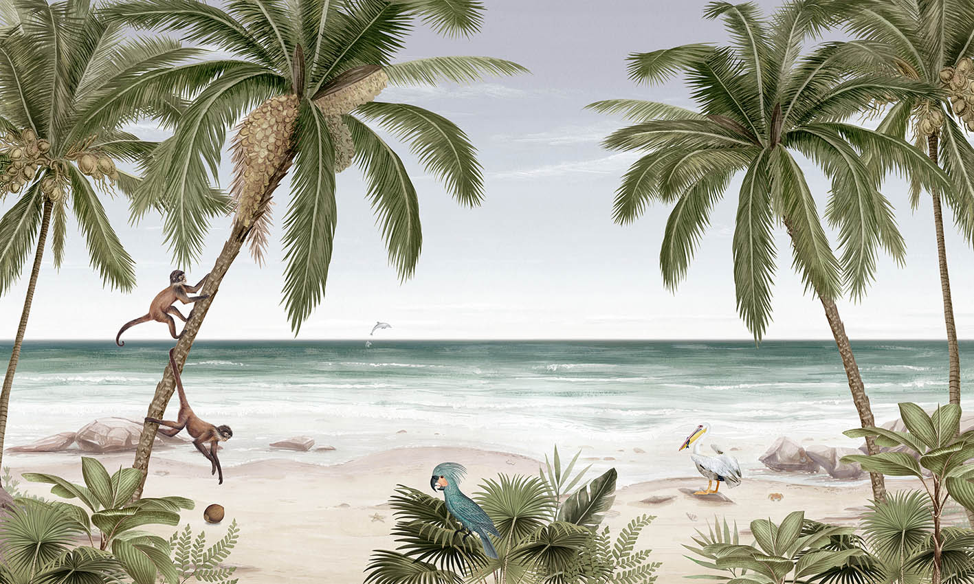 Beach Tropical Tree Wallpaper Mural