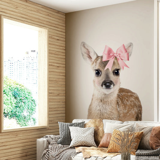 Bow-tiful Deer Wall Mural with a delicate deer adorned with a bow

