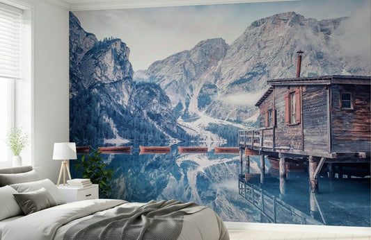 Braies Lake Serenity Wall Mural